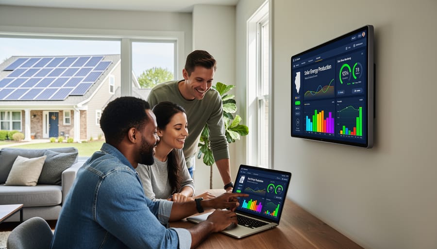 Residential home with rooftop solar panel installation in Illinois