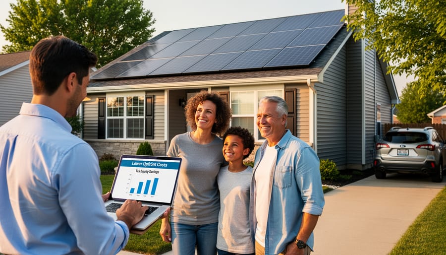 Solar panels installed on residential home roof in Illinois neighborhood