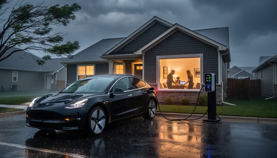 Illinois home with lights on during winter storm powered by electric vehicle