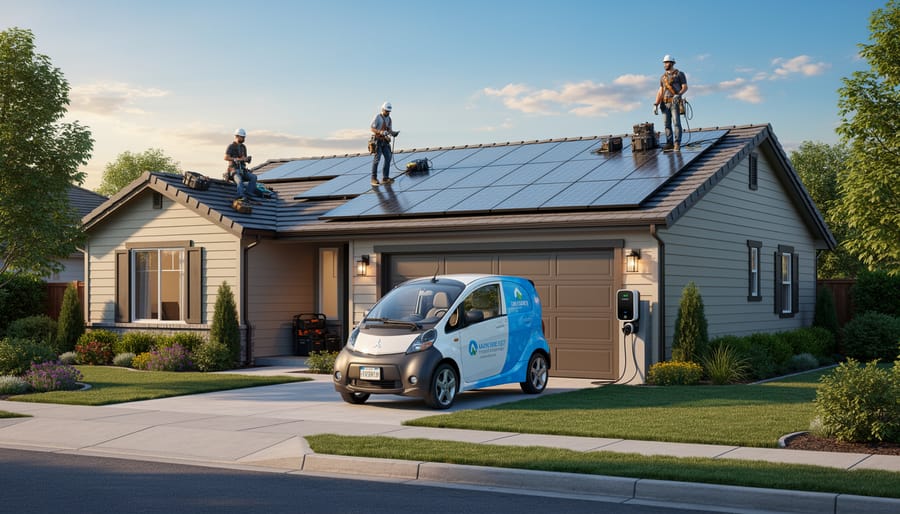 Residential home with coordinated roof replacement and solar panel installation