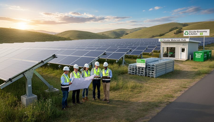 Solar panels installed on commercial rooftop with sustainable mounting systems