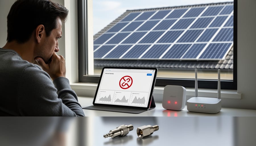 Homeowner attempting to troubleshoot non-responsive solar inverter display