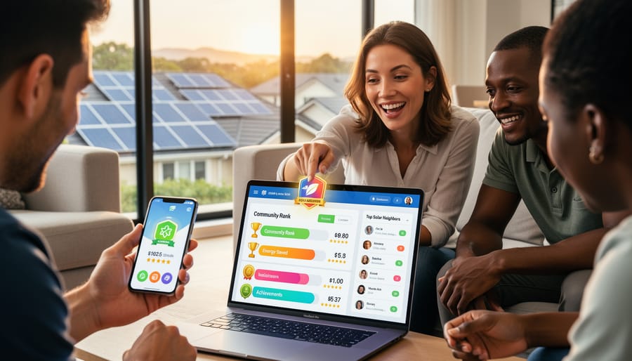 Person holding smartphone showing gamification rewards and achievement system interface