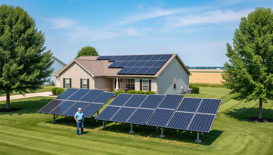 Modern solar panel installation on Illinois residential home rooftop